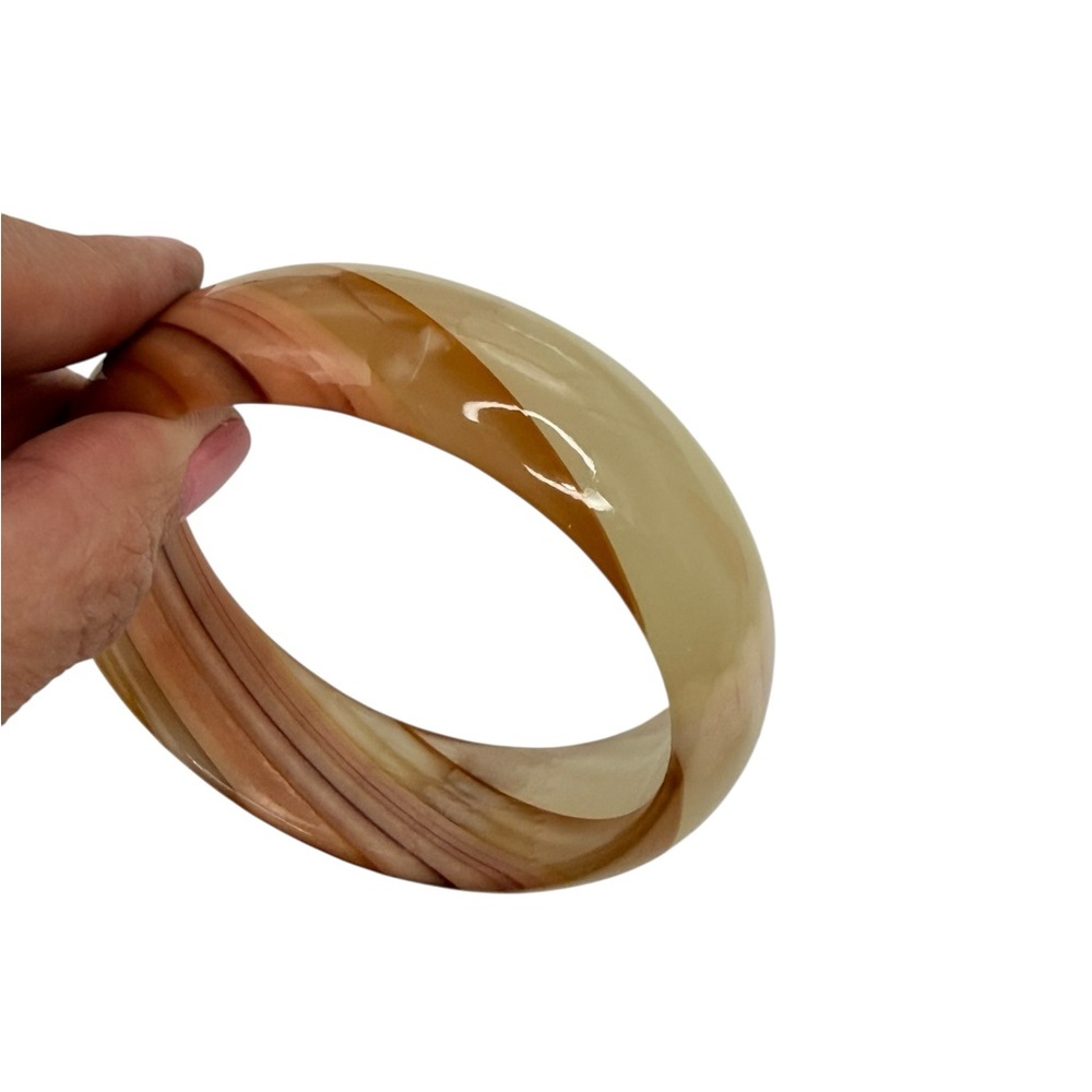 Natural Agate Bangle Bracelet Translucent, Marble… - image 2